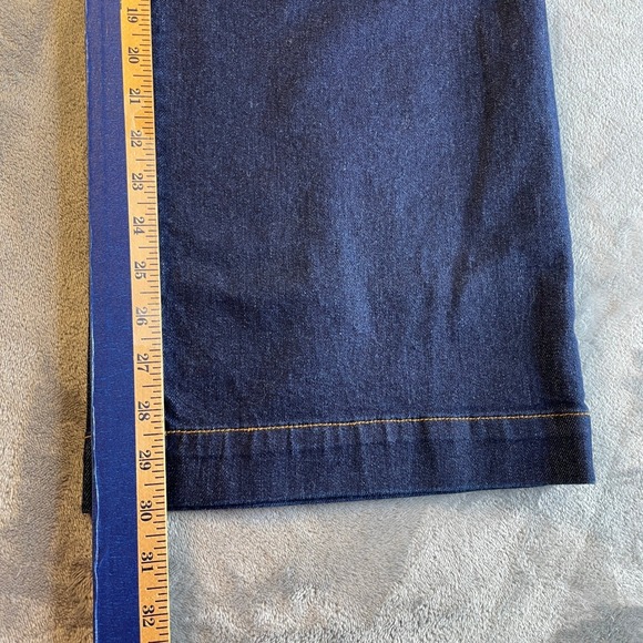 Lands End Women High Rise Wide Leg Trouser Jean Dark Indigo Blue Size 10 Stretch - Picture 8 of 16